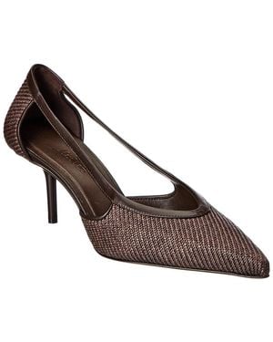 Max Mara Straw & Leather Pump - Brown