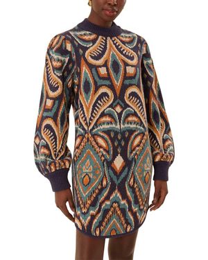 FARM Rio Wool-Blend Ikat Sweaterdress - Yellow