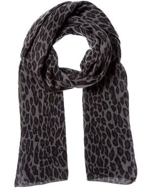 Portolano Animal Print Cashmere Scarf - Black