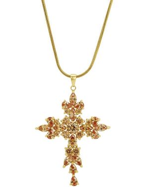Savvy Cie Plated Cz Cross Necklace - Metallic