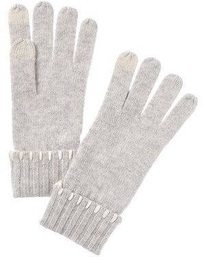 Bruno Magli Whipstitch Cuffed Cashmere Gloves - White