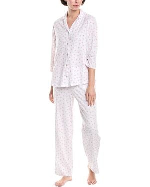 Carole Hochman 2Pc Pyjama Pant & Top Set - White