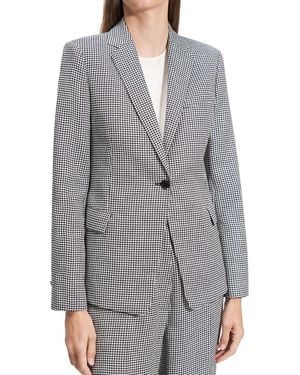 Theory Slim Fit Linen-Blend Blazer - Gray