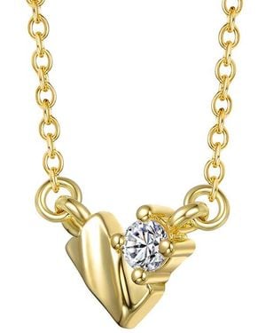 Genevive Jewelry 14K Diamond Cz Chain Necklace - Metallic