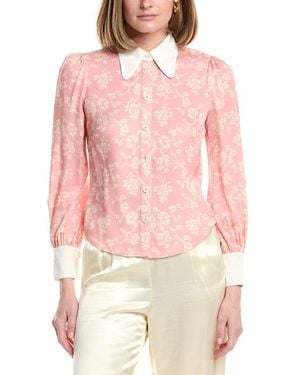 LK Bennett Sonya Woven Top - Red