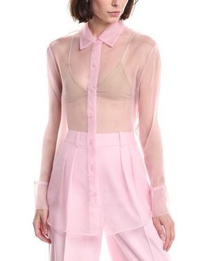 Kenneth Cole Sheer Organza Oversized Shirt - Pink