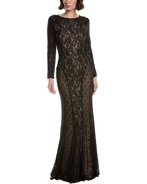 Rene Ruiz Illusion Lace Gown - Black