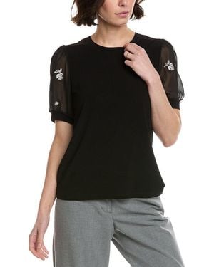 Cece Combo Sleeve Top - Black