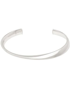 Italian Silver Sculpted Bangle Bracelet - White