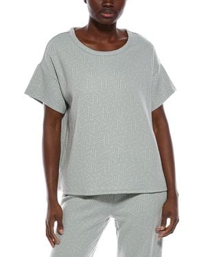 Natori Natori Quilted Geo Knit Jacquard Short Sleeve Top - Gray