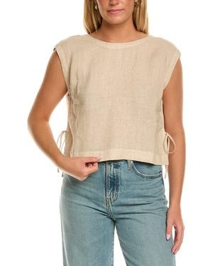 Velvet By Graham & Spencer Tavia Sleeveless Woven Linen Top - Blue