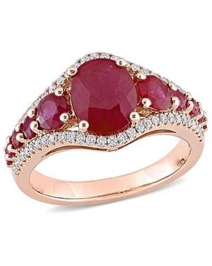 Diamond Select Cuts 14k Rose Gold 3.72 Ct. Tw. Diamond & Ruby Ring - Pink