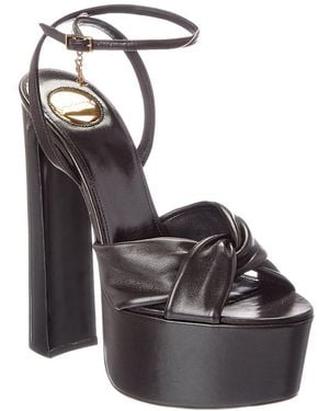 Saint Laurent Plaque Knot 105 Leather Sandal - Black