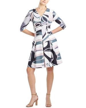 Natori Abstract Pleated Dress - Blue