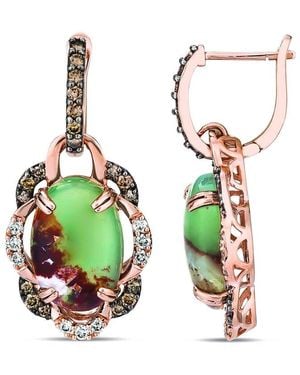 Le Vian Peacock Aquaprasetm 14k Rose Gold 9.39 Ct. Tw. Diamond & Aquaprase Earrings - Green