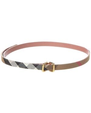 Burberry Check Canvas & Leather Belt - White