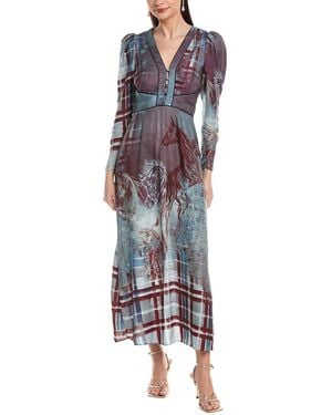 Marchesa Marchesa Rosa Twill Midi Dress - Blue