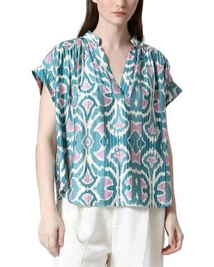 See U Soon Paisley Placket Top - Blue