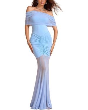 Amanda Royal Off-The-Shoulder Maxi Dress - Blue