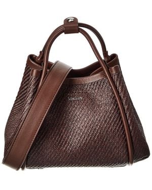 Max Mara Woven & Leather Shoulder Bag - Brown