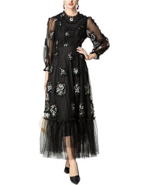 BURRYCO Long Sleeve Printed Maxi Dress - Black