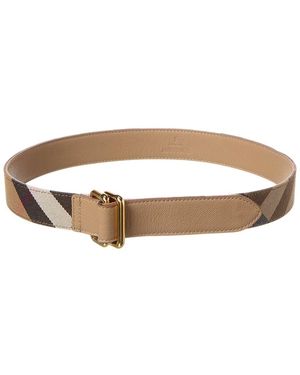Burberry Check Canvas & Leather Belt - Brown
