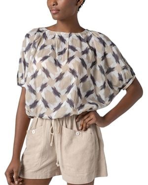 Lilla P Short Sleeve Tie Waist Top - Grey