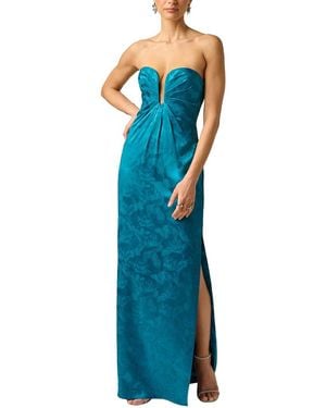 Adrianna Papell Woven Jacquard Long Dress - Blue