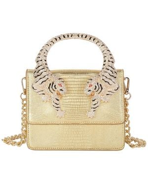 Tiffany & Fred Paris Croc-Embossed Leather Shoulder Bag - Metallic