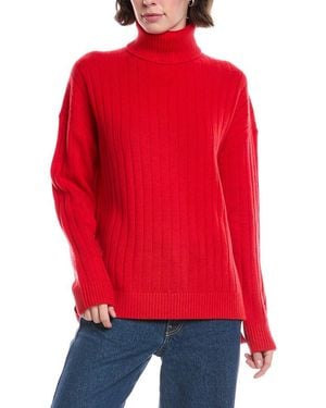 Theory Rib Turtleneck Wool & Cashmere-Blend Jumper Pullover - Red