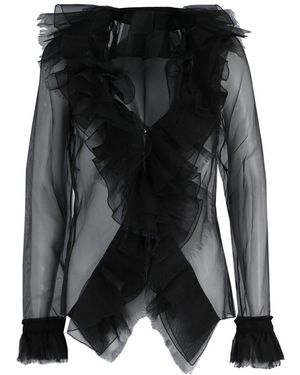 Givenchy Ruffled Silk-Organza Blouse - Black