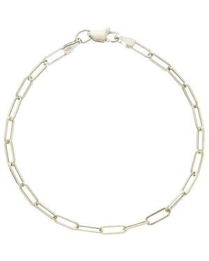 Italian Gold 14K 2.5Mm Polished Paperclip Chain Bracelet - White