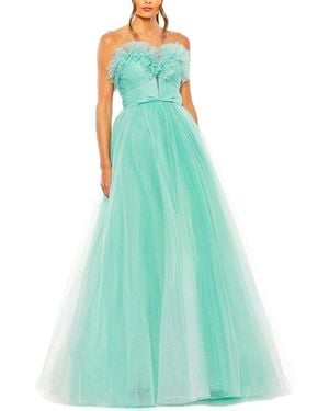 Mac Duggal Strapless Glitter Tulle Gown - Green
