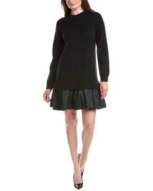 NAADAM Premium Wool & Cashmere-Blend Mixed Media Mini Dress - Black