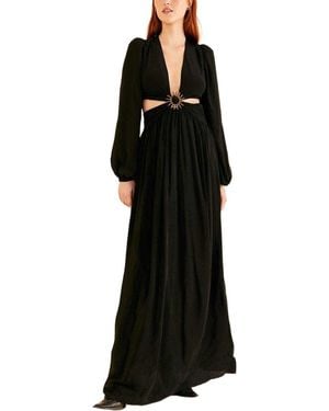 FARM Rio Cut Out Long Sleeve Maxi Dress - Black