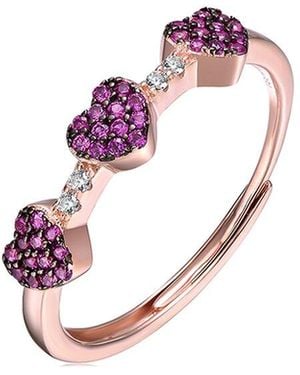 Genevive Jewelry 18k Rose Gold Vermeil Heart Ring - Pink