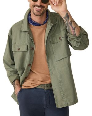 Faherty Commander Linen-Blend Shirt Jacket - Green