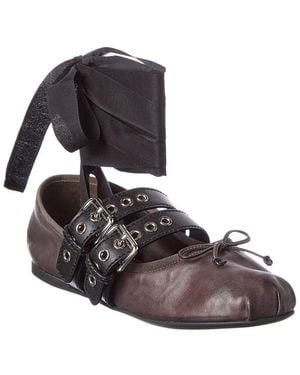Miu Miu Leather Ballerina Flat - Brown
