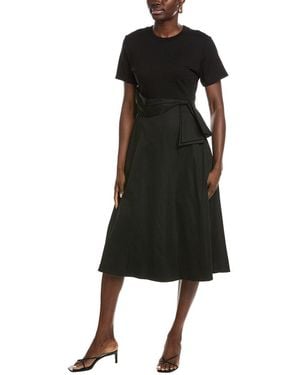 Gracia Half & Half Midi Dress - Black