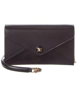Celine Envelope Leather Wallet On Chain - Grey