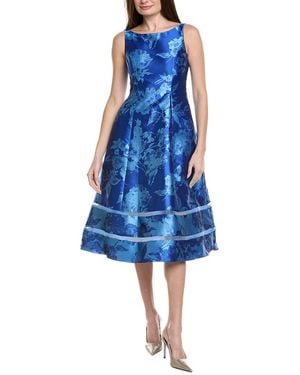 Adrianna Papell Metallic Jacquard Midi Dress - Blue