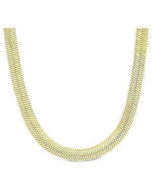 Sterling Forever 14k Plated Herringbone Necklace - Metallic