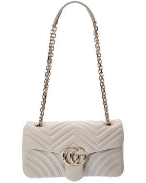 Gucci Gg Marmont Medium Leather Shoulder Bag - Grey