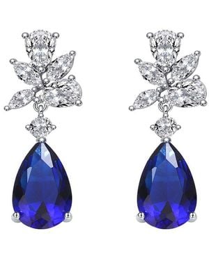 Rachel Glauber Diamond Cz Dangle Earrings - Blue