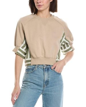 3.1 Phillip Lim 3/4 Sleeve Cropped Combo Sweatshirt - Blue