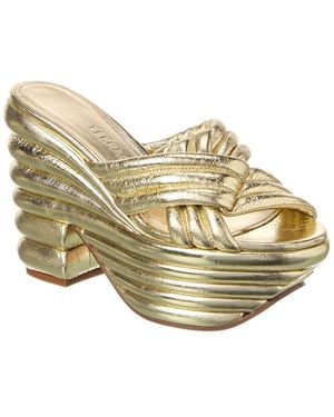 Ferragamo Sculptural Leather Platform Sandal - Metallic