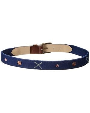 J.McLaughlin Ashton Baseball Canvas & Leather Belt - Blue
