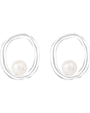 Splendid 4-5Mm Pearl Cz Earrings - Multicolour