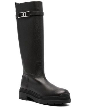Ferragamo Ryder Leather Boot - Black