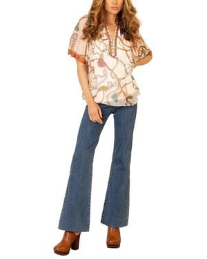 Hale Bob Hana Silk-Blend Top - Blue